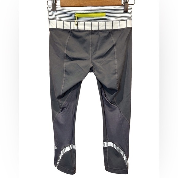 Lululemon Run:Inspire Crop ll Soot Light/Hyper Angel Stripe Leggings Size-6 EUC - Picture 5 of 9